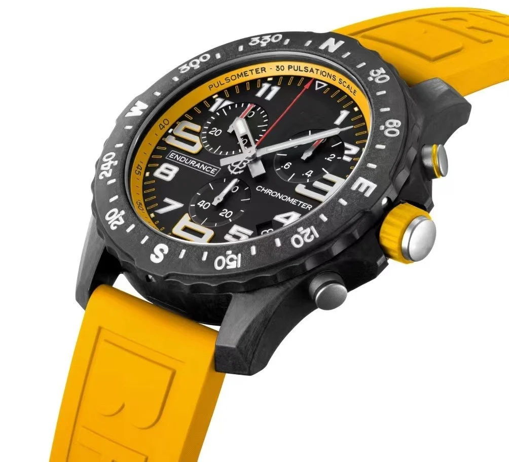 

High quality casual fashion professional endurance series men's multifunctional timing silicone strap sports watch