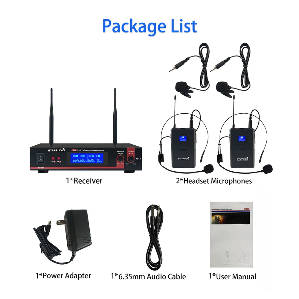 Двухканальный беспроводной УВЧ микрофон 2-канальная гарнитура петличный
