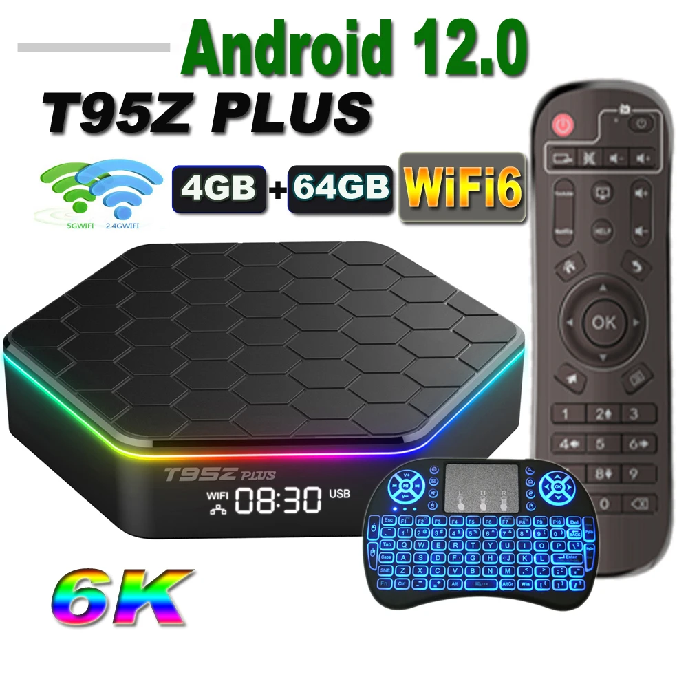 ТВ-приставка T95Z PLUS Android 12 Allwinner H618 6K 2 4 ГБ 64 32 16 BT5.0 H.265 глобальный медиаплеер