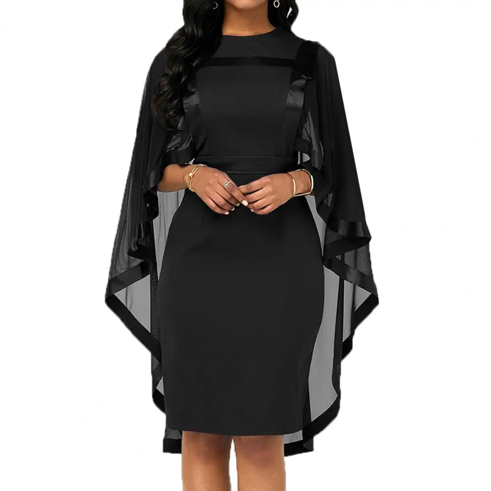 

Beautidul Cape Dress Polyester Party Dress Stylish Women Fashion Cape Dress Close-fitting