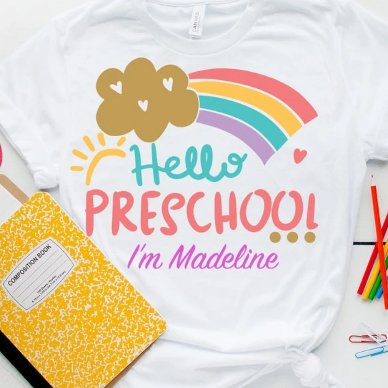 

Hello Preschool Shirt, Preschool Shirt, Kindergarten Shirt, Back To School Shirt, First Day of School Shirt Graphic T Shirts