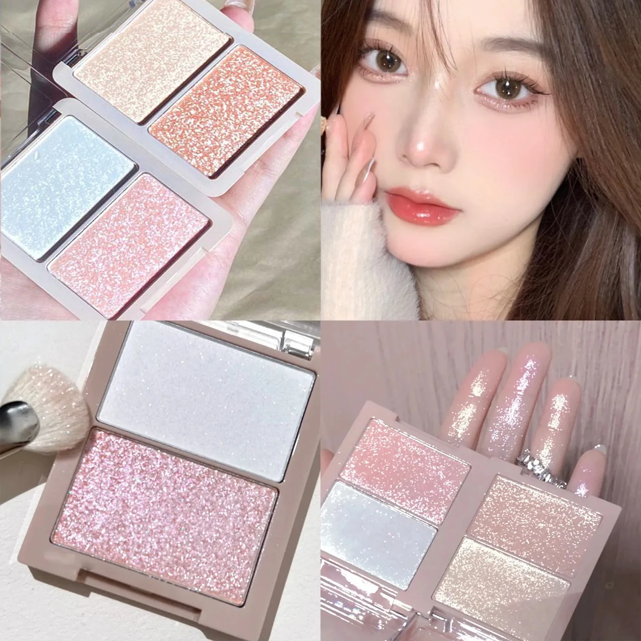 

Pink Diamond Highlight Palette Glitter Mashed Potatoes Highlighter Makeup Gel Face and Body Brighten Natural Contour Shadow