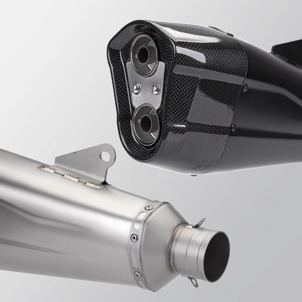 Фото Универсальная выхлопная система для мотоциклов 51MM 450sr Z400 R3 MT07 K165, карбоновая, с двойным выходом, высокопроизводительная. №5