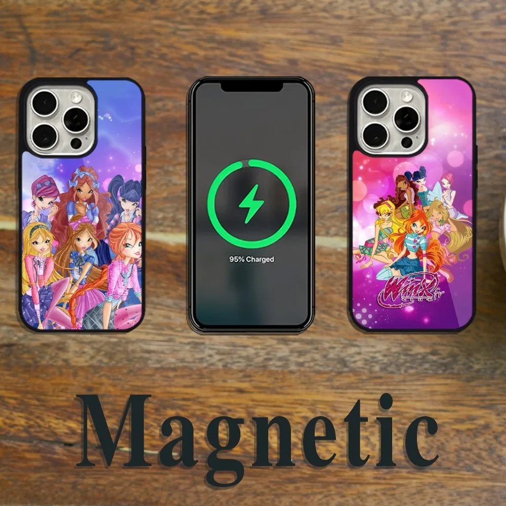 MINISO W-Winx Girl Clubs Cartoon B-Believix Чехол для телефона Magsafe Magnetic iPhone 11 12 13 14 15 Pro Max Plus