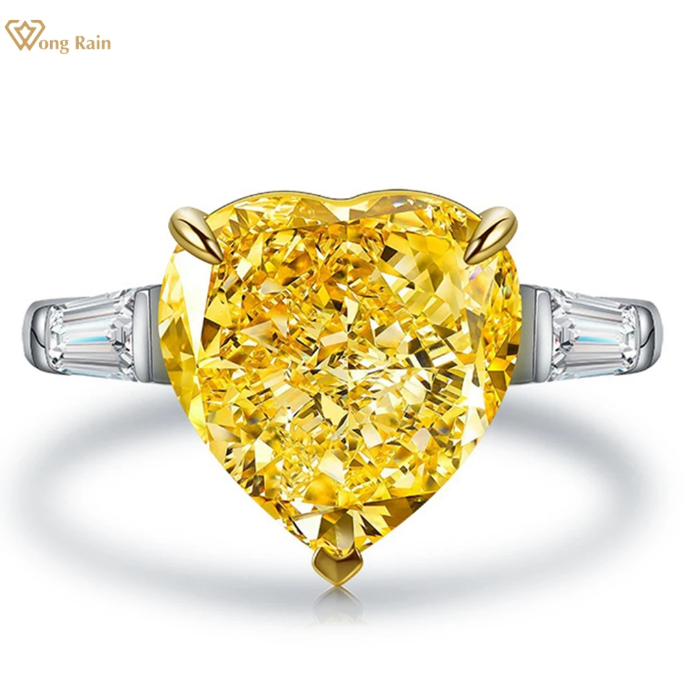 

Wong Rain Luxury 100% 925 Sterling Silver 3CT Love Heart Lab Citrine Sapphire Gemstone Engagement Jewelry Ring Anniversary Gift