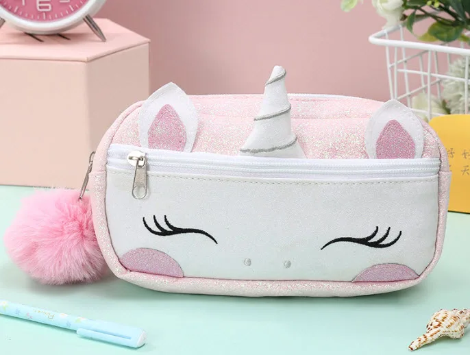 

Sequin Mermaid Unicorn Pen Bag For Girls Rainbow Color Cartoon Unicorn Pencil Case Large Capacity School Students Pens Storage