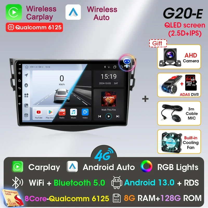 

Srnubi 9 "Android 13 Carplay Автомобильный радиоприемник для Toyota RAV4 Rav 4 2005-2013, мультимедийный плеер, 2Din, DSP, навигация, GPS, 4G, стерео DVD