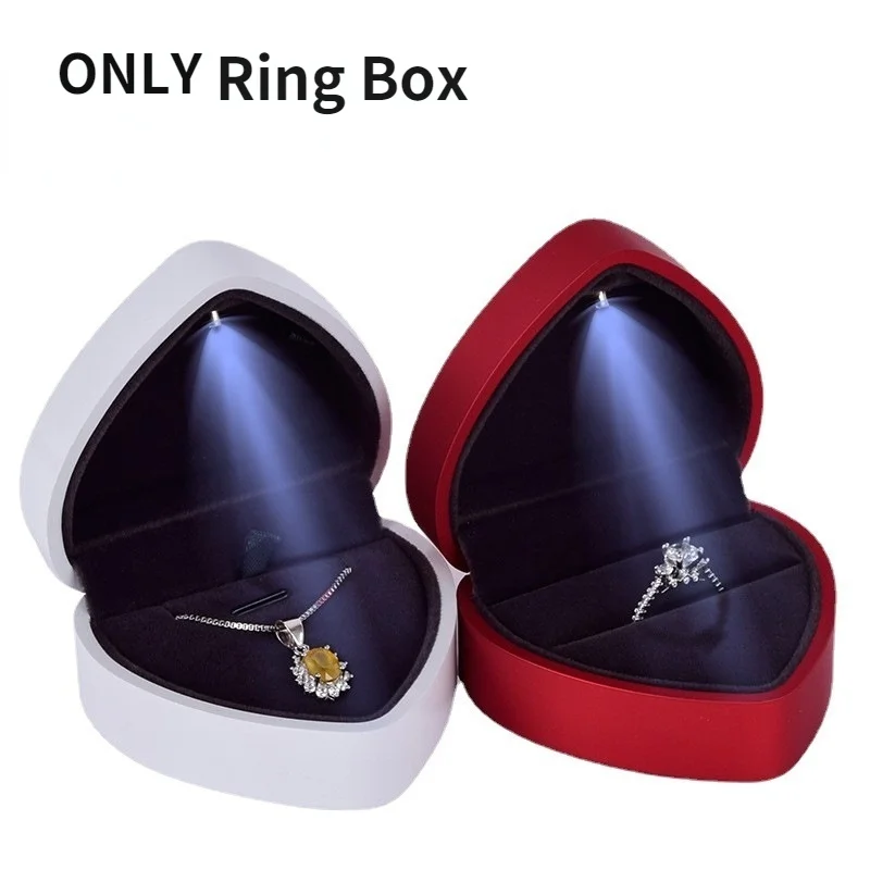 

Creative Heart Shaped LED Light Jewelry Box High-end Proposal Confession Ring Box Light Box Jewelry Box Pendant Jewelry Box