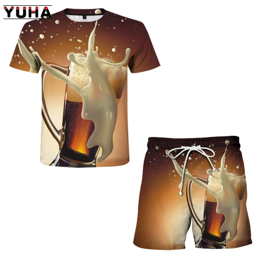 Костюм YUHA мужской повседневный гавайская рубашка с круглым вырезом и шорты в