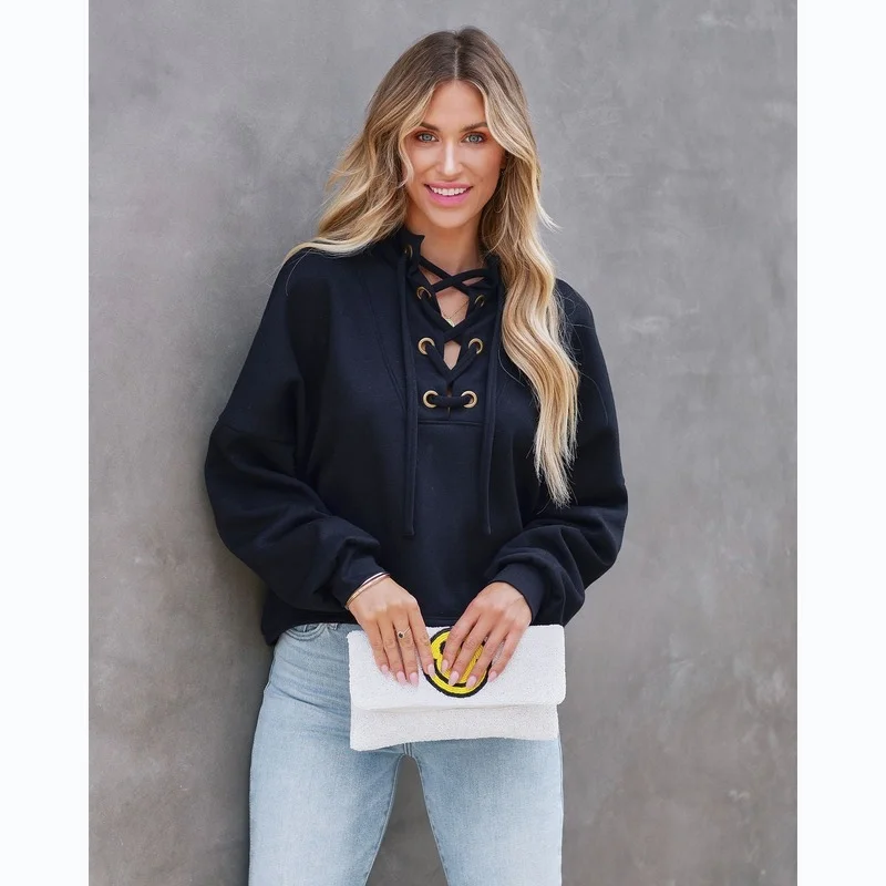 

2022 Autumn and Winter European and American Style Fashion Loose Hooded Irregular Long-sleeved Casual Sweater Women's Trend