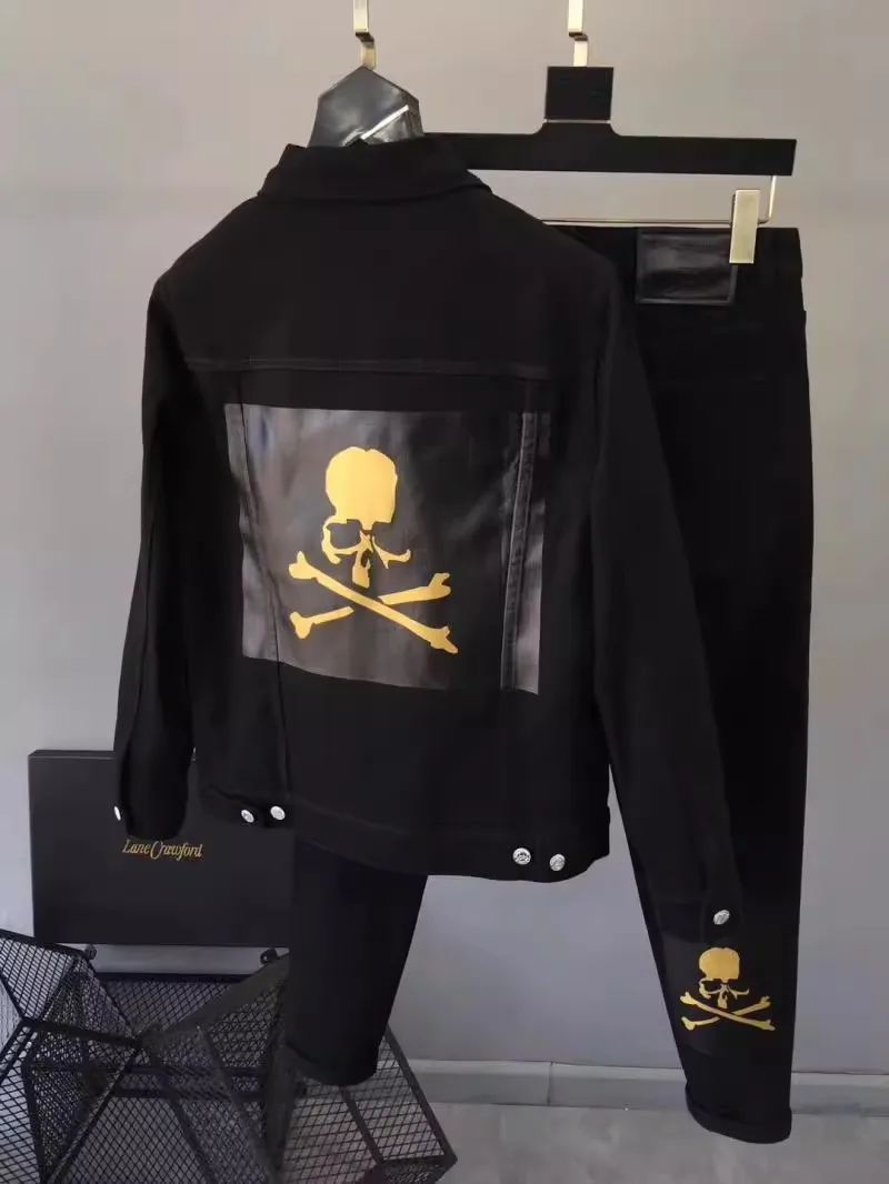 

2023 MASTERMIND MMJ Skull Embroidered Danny Denim Jacket Sanskrit Letter Denim COAT WY802
