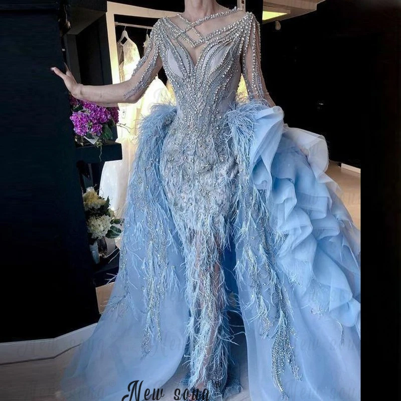 

Женское вечернее платье-Русалка на тонких бретельках, с бусинами