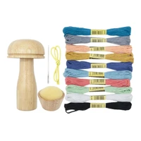 cute darning set with mushroom shape wooden darner sewing tool kit for darning socks pants sweaters diy sewing supplies