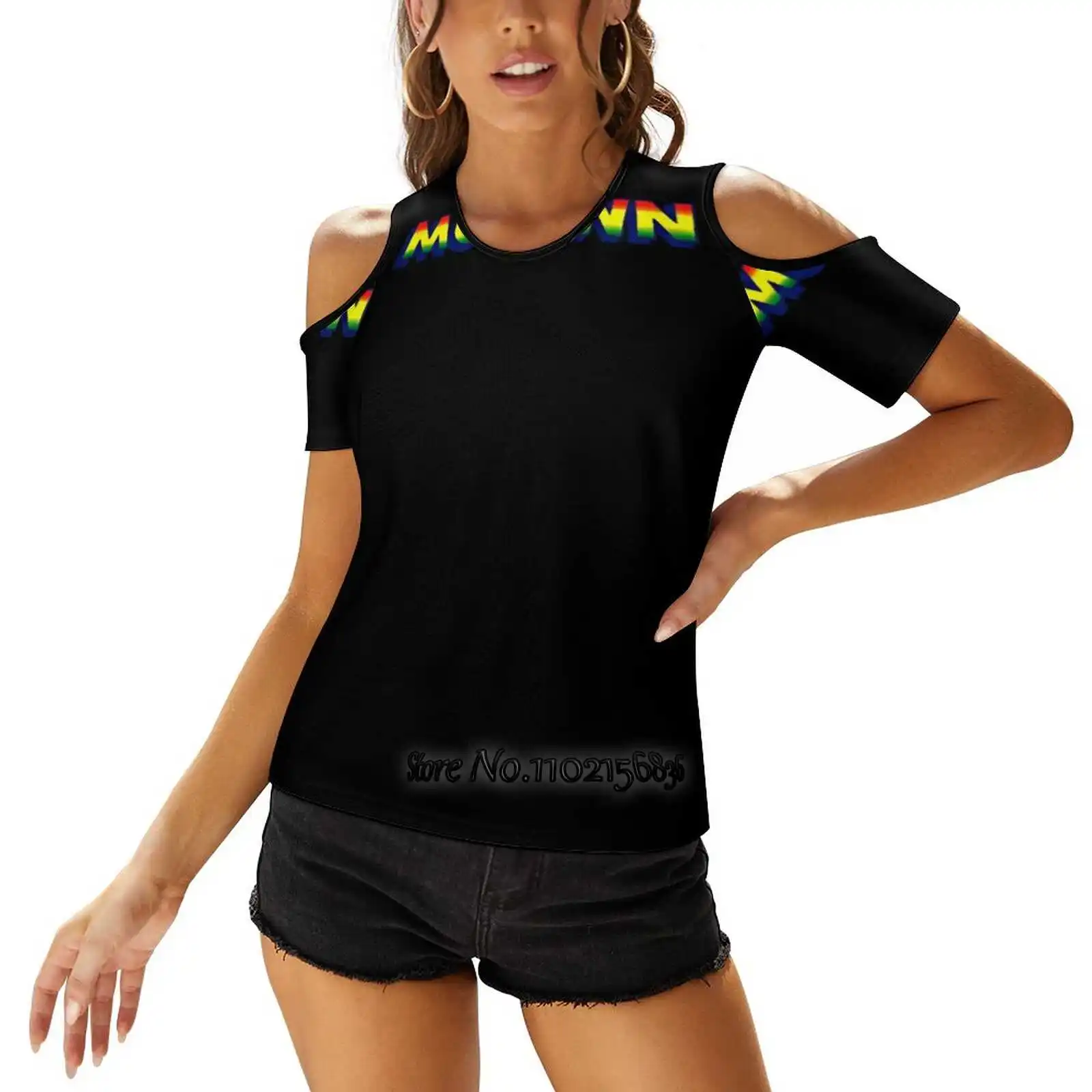 Motown Women T-Shirt Back Lacing Sexy T Shirts Hollow Out Pullover Top Motown Vintage Vinyl Record Jackson Music The 50S The