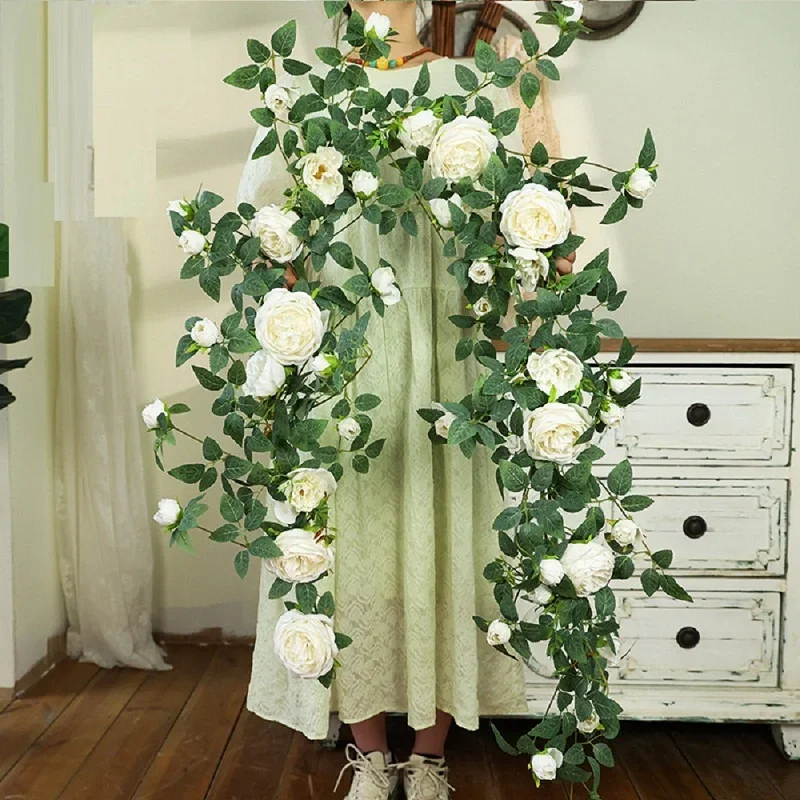 Искусственные цветы зеленые растения лоза милая Роза магазин ротанга