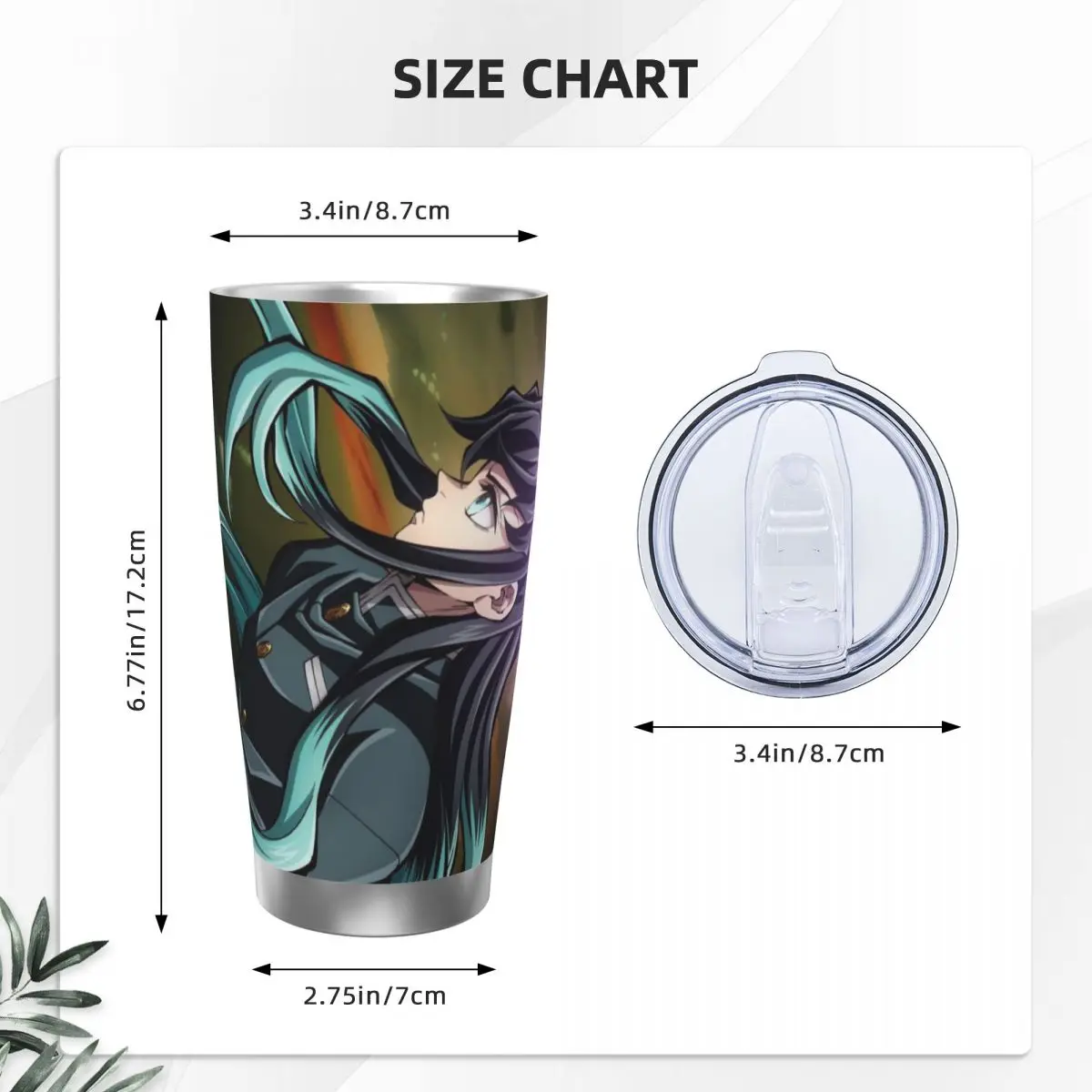 Muichiro Tokito Demon Slayer 20oz Stainless Steel Car Mug Straw Thermal Iced Travel Cup Vacuum Insulated Coffee Hot