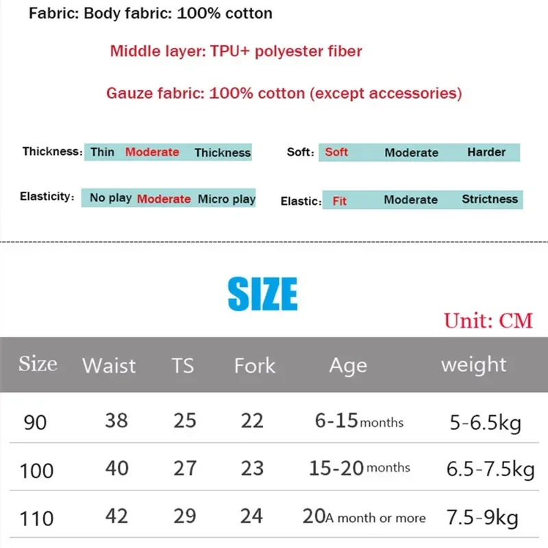 4 шт. Детские многоразовые подгузники из хлопка