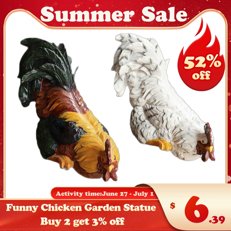 Статуэтка забавная для цыплят и сада каучуковая фигурка петуха декоративное