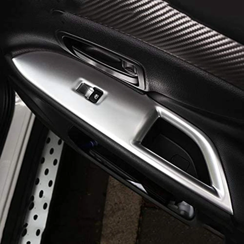 For Mitsubishi Outlander 2014 2015 2016 2017 2018 2019 Chrome Door Window Armrest Switch Button Knob Panel Cover Trim