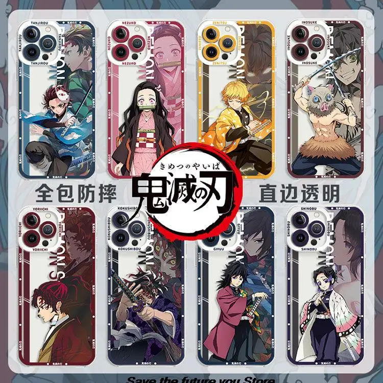 Чехол для телефона Demon Slayer Kimetsu no Yaiba iPhone 16 15 14 13 12 11 Pro Max Plus прозрачный мягкий чехол