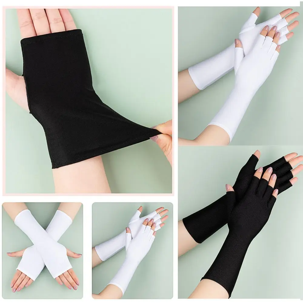 

Women Driving Accessories Solid Mittens Arm Cool Half Finger Sleeves Fingerless Sunscreen Protection Long Gloves