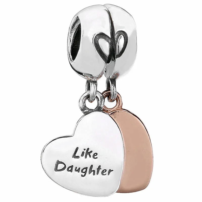 Love Heart Best Friends Mother & Son Daughter Pendant Bead 925 Sterling Silver Charm Fit Original Pandora Bracelet DIY Jewelry images - 6