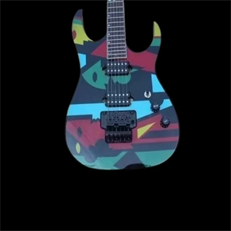 

6-string Split Electric Guitar With Multiple Color Bodies Rose Wood Fingerboard 24f Open Pickup Tremolo Drawstring Board