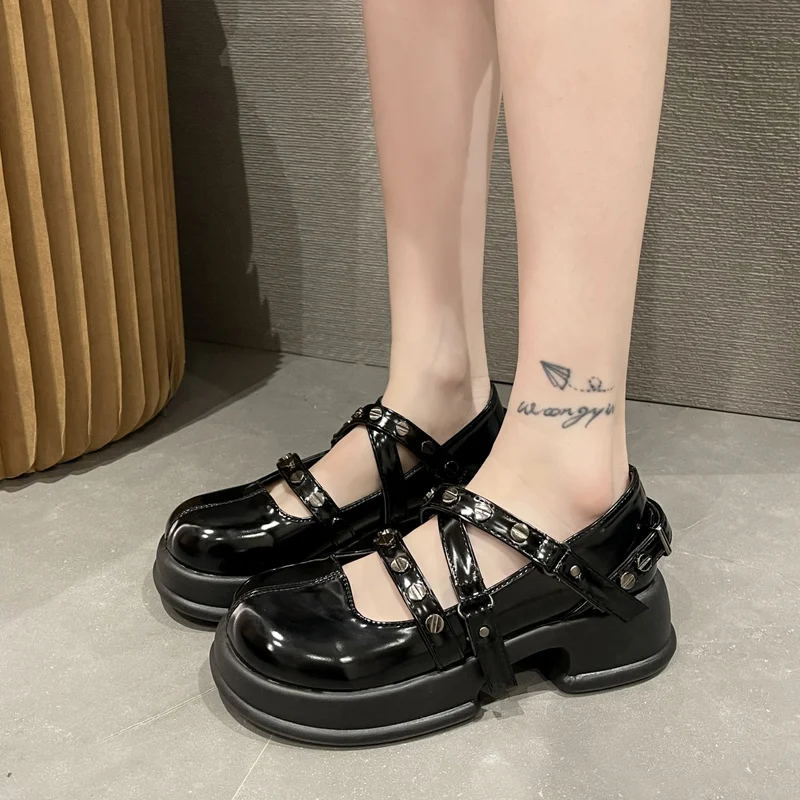 

2022 New French Small Leather Shoes Women Spring and Autumn New Retro Mary Jane Small Leather Shoes Women Tide Black Zapatos