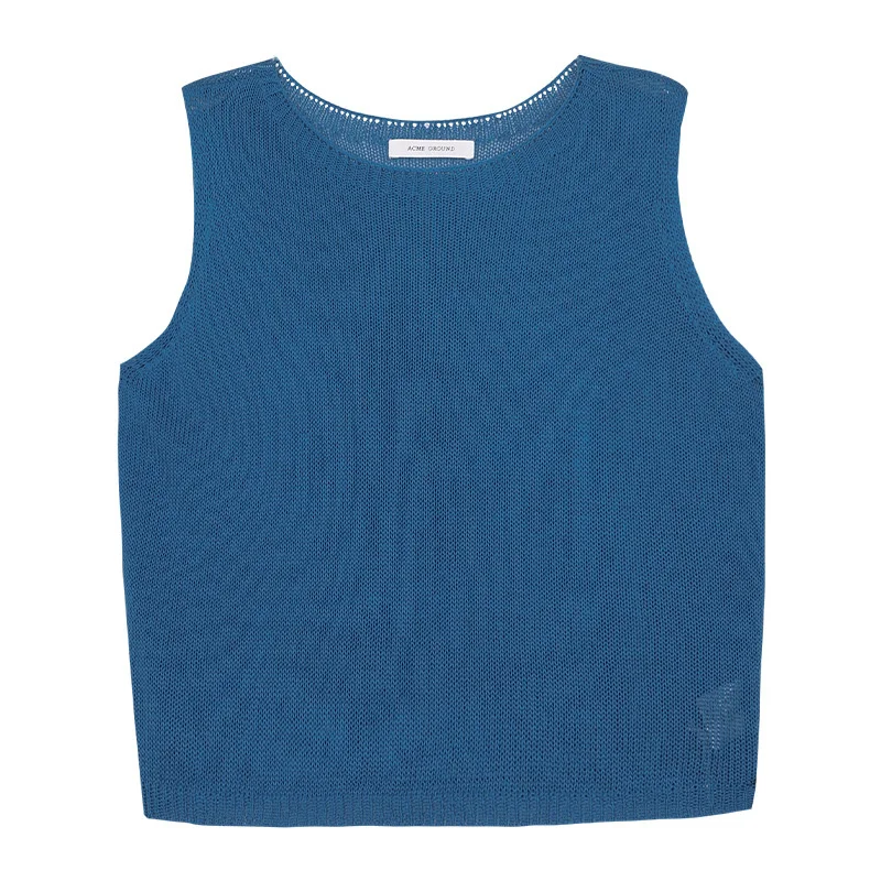 Женский трикотажный жилет с круглым вырезом весна 2022 |