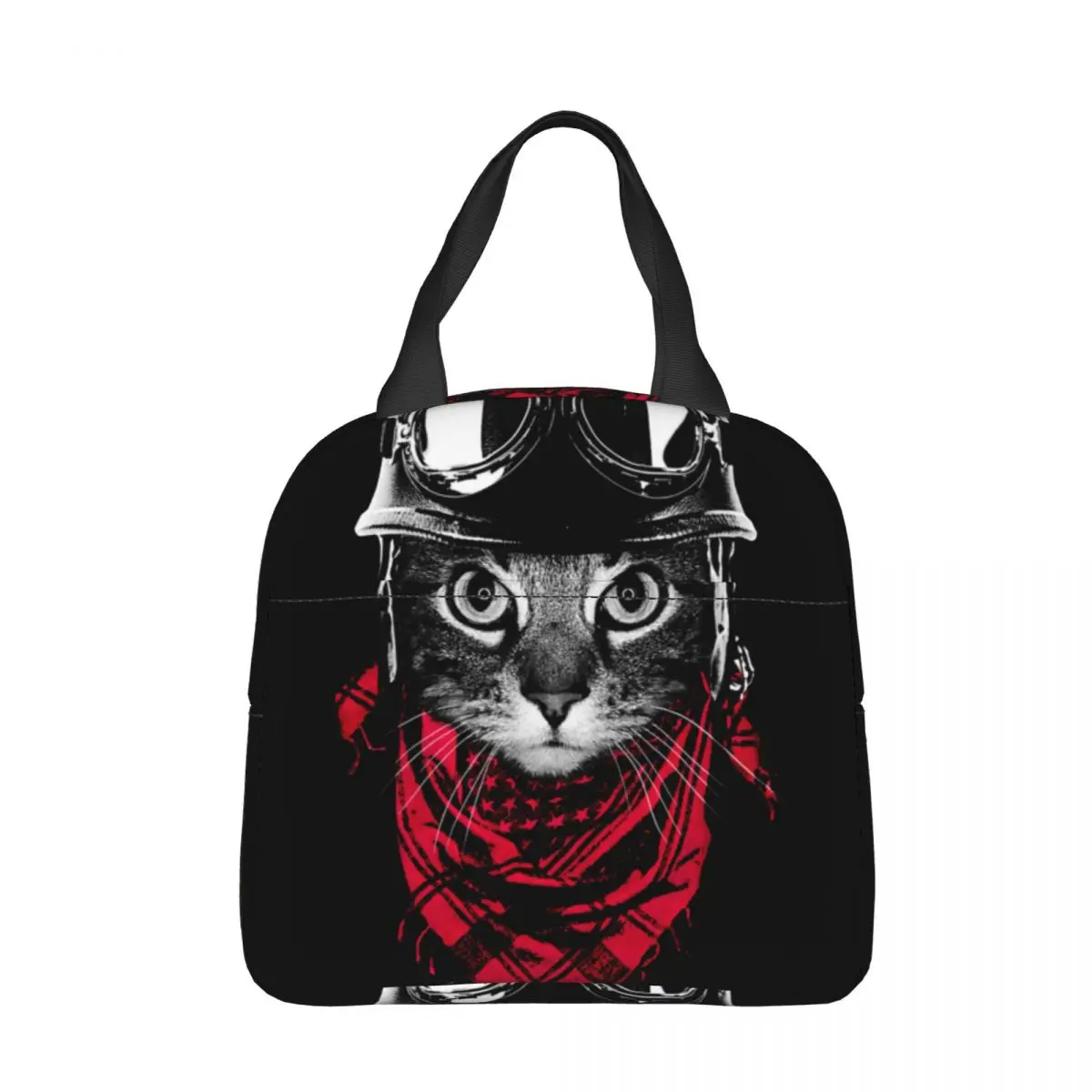 

Adventurer Cat Insulated Lunch Bag Cooler Bag Reusable Pilot Airplane Aviation Plane Fighter Large Tote Lunch Box Office Picnic