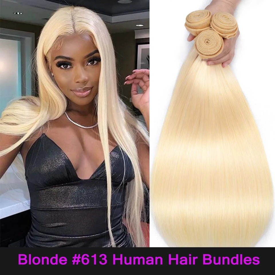 

28 30 inch 613 Blonde Straight Hair Bundles Queenlike Brazilian Remy Human Hair Extension Honey Blonde Bundles Free Shipping