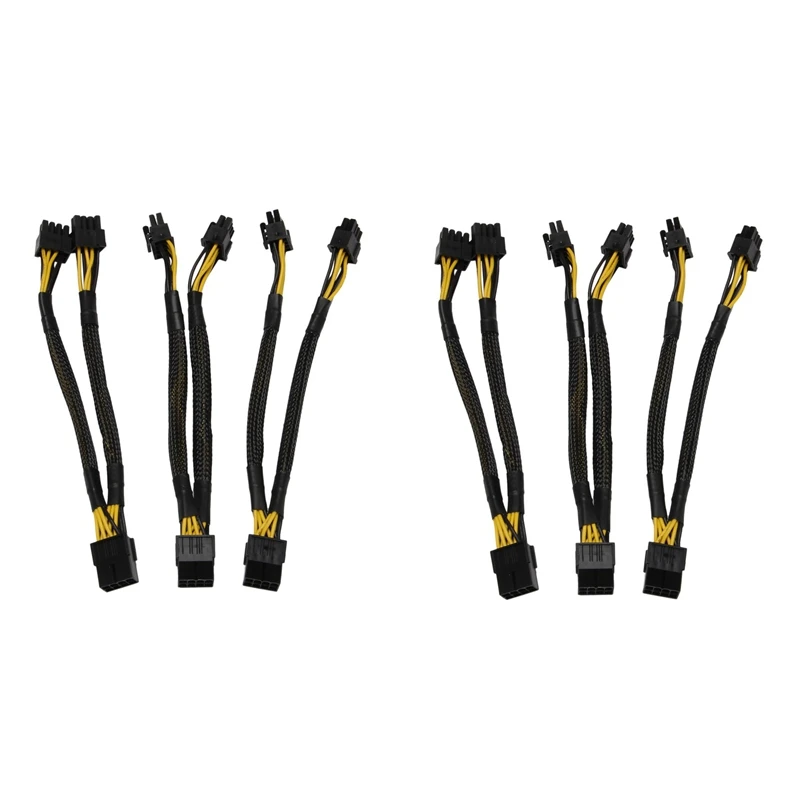 

6Pack GPU VGA PCI-E 8 Pin Female To Dual 8(6+2) Pin Male PCI Express Adapter Braided Sleeved Splitter Power Cable 8 Inch