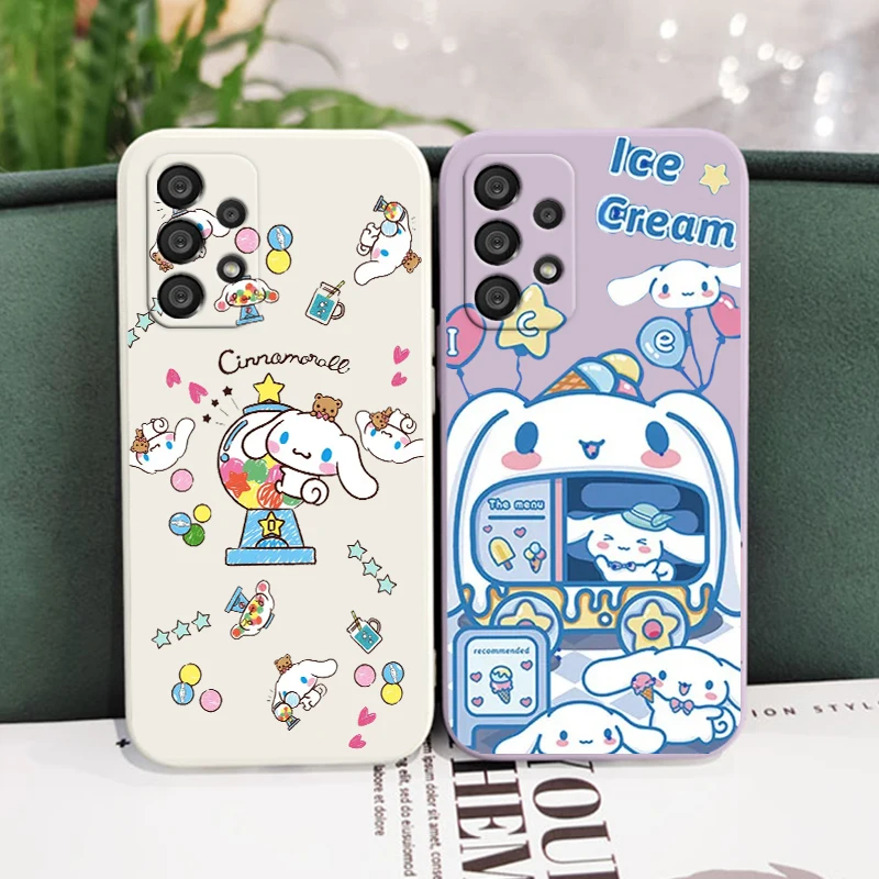 

Cartoon Cute Dog Cinnamoroll Phone Case For Samsung A73 A53 A33 A52 A32 A71 A51 A21S A03S A50 A30 5G Liquid Rope Soft Cover