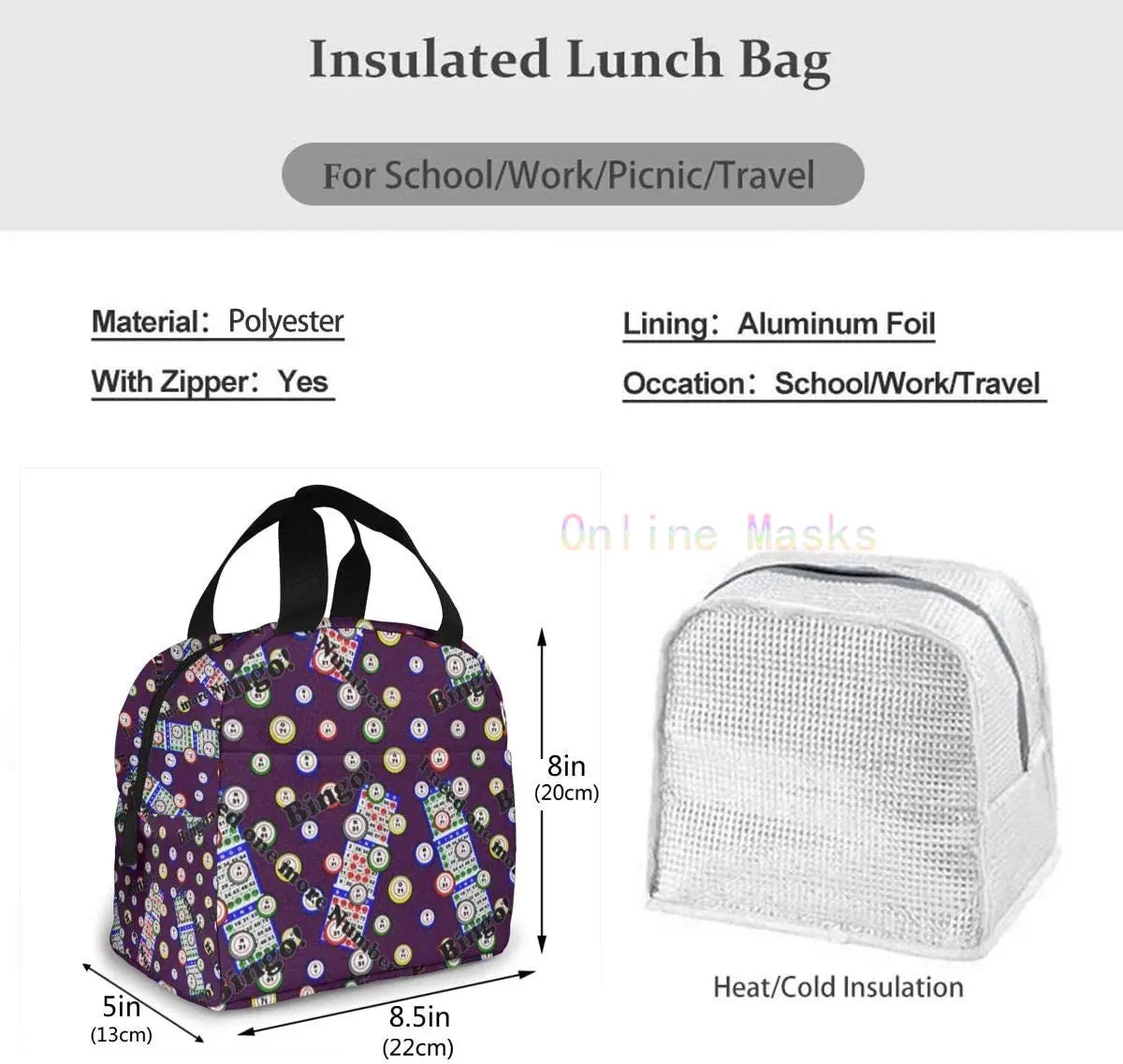 Bingo I Need One More Numbe Lunch Bag Cooler Bag Women Tote Bag Insulated Lunch Box Soft Liner Lunch Container for Picnic Travel images - 6
