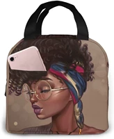african american black girl lunch bag compact tote bag reusable lunch box container for women men school office work
