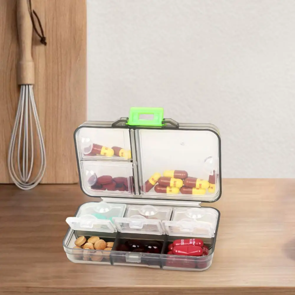 

Pill Case Tablets Splitter Case Transparent Visible Moisture-proof Excellent 9 Grids 7 Days Fashion Square Pillbox Dispenser