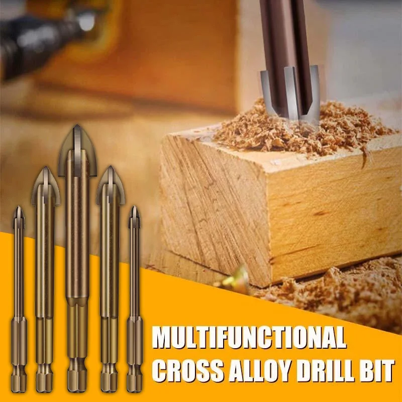 

Cross Triangle Drill Bit 3/4/5/6/7 MM Brick Tile Wall Wood Punch Hole Opener Drill Bit Tip Utility Tools For Woodworking