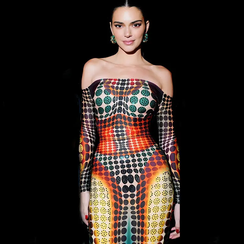 

Женское лоскутное платье до щиколотки, Привлекательное платье без бретелек с вырезом лодочкой и принтом в виде иллюзий, уличная одежда, 2023