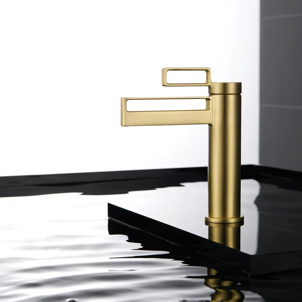 New design Modern Brass Basin faucet Luxury Copper Cold hot water Bathroom sink Waterfall Top Quality One Hole Tap