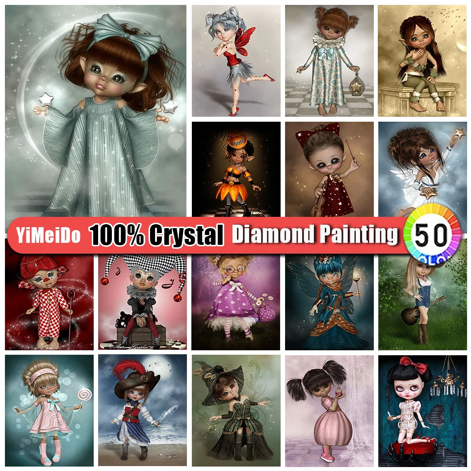 

YiMeiDo 100% Алмазная картина с кристаллами, ангельская девушка, полная Алмазная мозаика, вышивка крестиком из мультфильма, подарок для детской к...