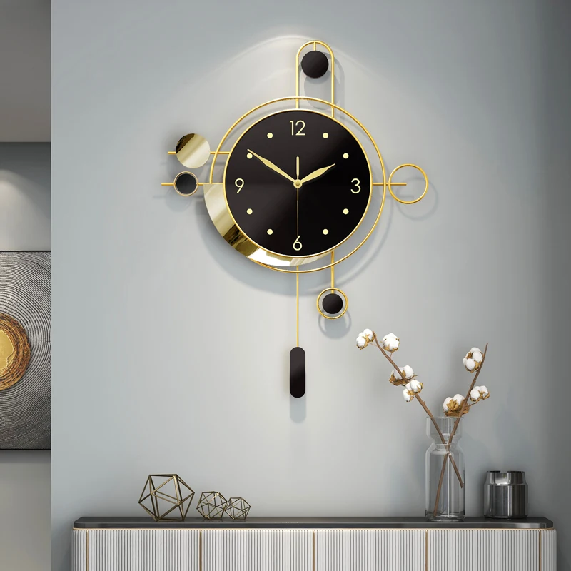 

Nordic Large Wall Clock Modern Design Creative Clocks Wall Modern Design Luxury Metal Silent Watch Living Room Decoration SYGM