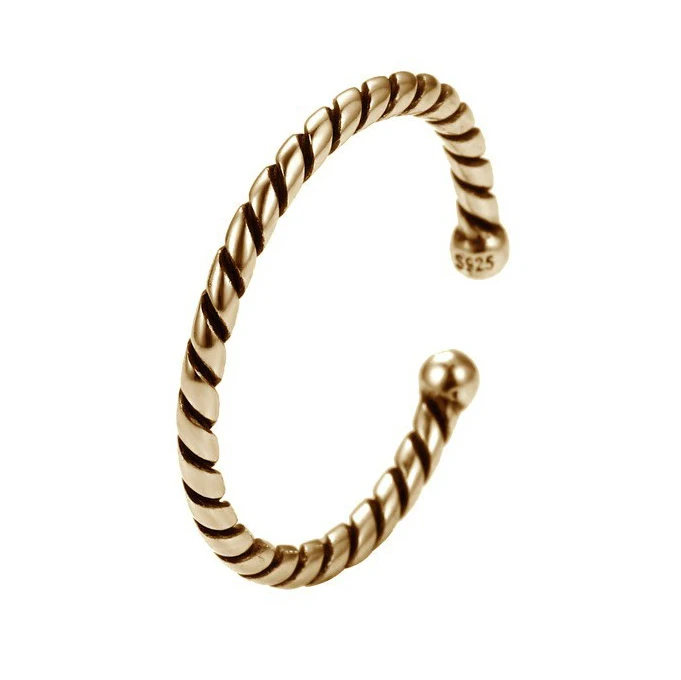 MEETSOFT Регулируемые кольца-цепочки из серебра 925 пробы с надписью на удачу для