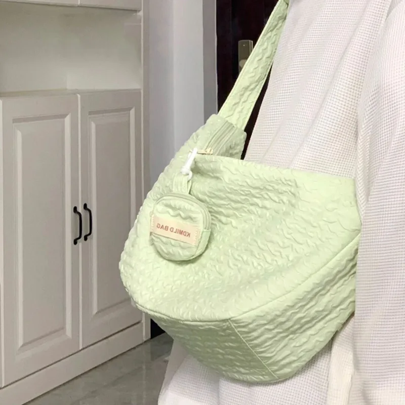 Summer Simple Green Beige Handbags Korean Fashion Dumpling Crossbody Bags For Women Summer Beach Large Capacity Handbag FEMME