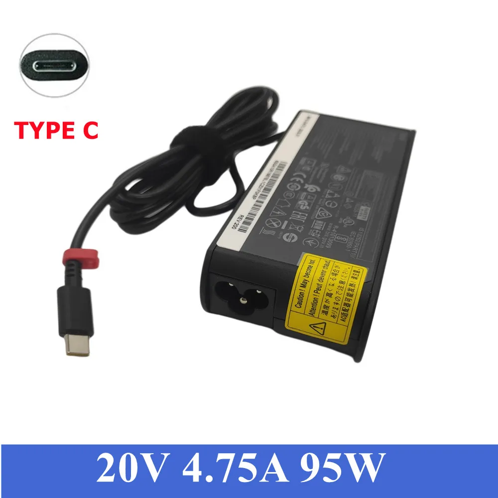 

95W 20V 4.75A USB-C TYPE C Replacement AC laptop Charger Adapter For Lenovo ThinkPad Y740S Y9000X X1 ADLX95YLCC3A 02DL130