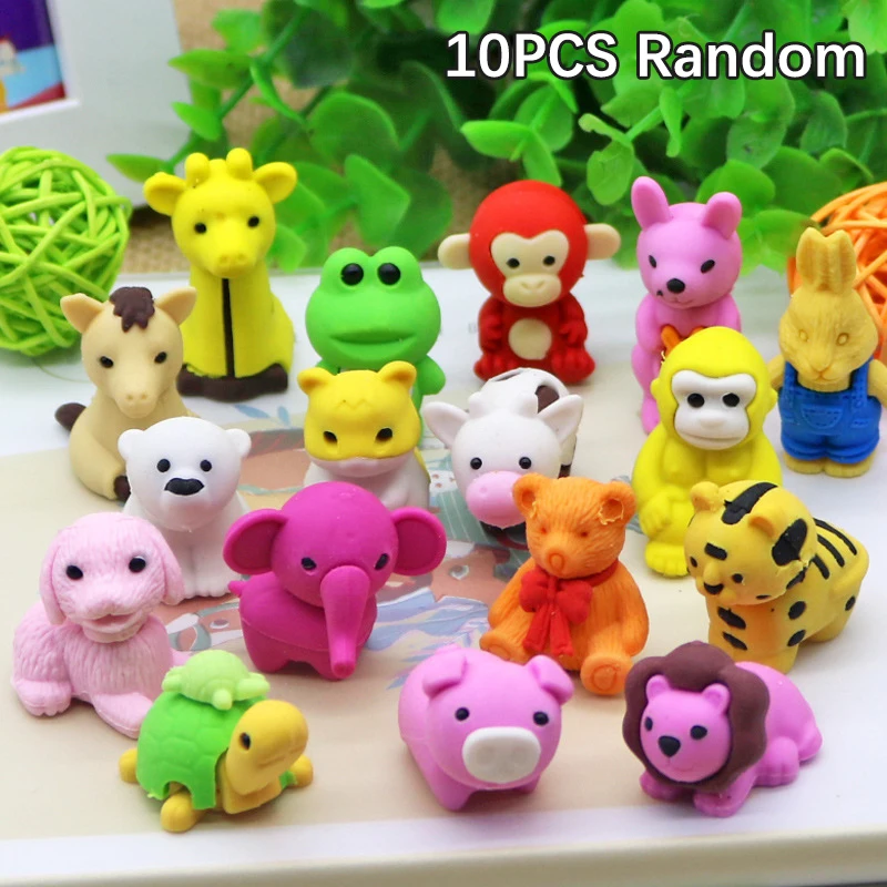 

10/Pcs Random Creative Cute Animal Eraser Individual Package Detachable Eraser Student Prize Stationery Wholesale