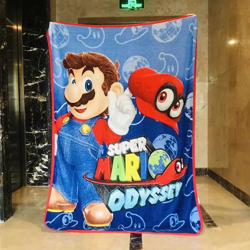 

Kawaii Super Mario Anime Cartoon Pattern Printing Double-sided Coral Fleece Nap Blanket Children's Air Conditioning Quilt Gift