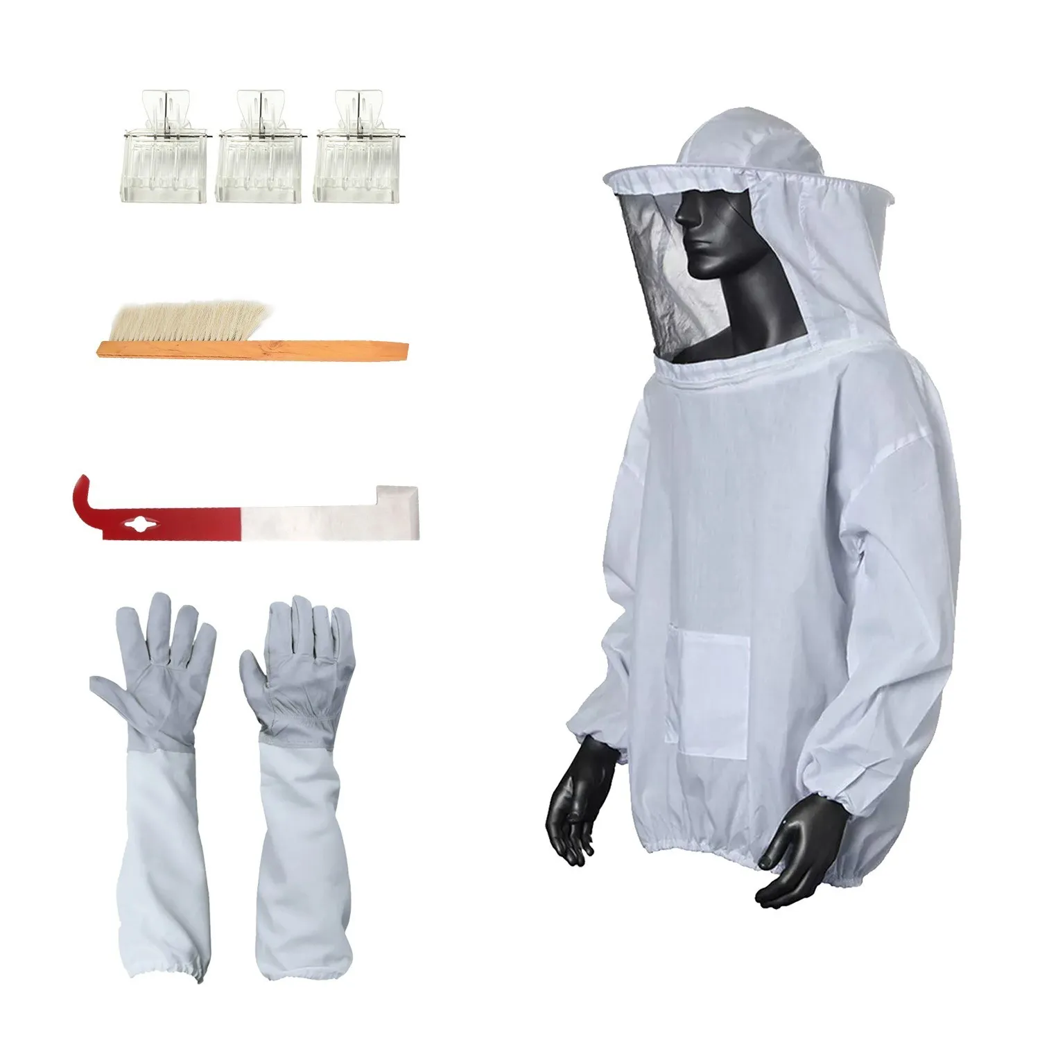 

Beekeeping Suit Bee Jacket Beekeeping Gloves Protective Sleeves Beehive J Hook Hive Tool