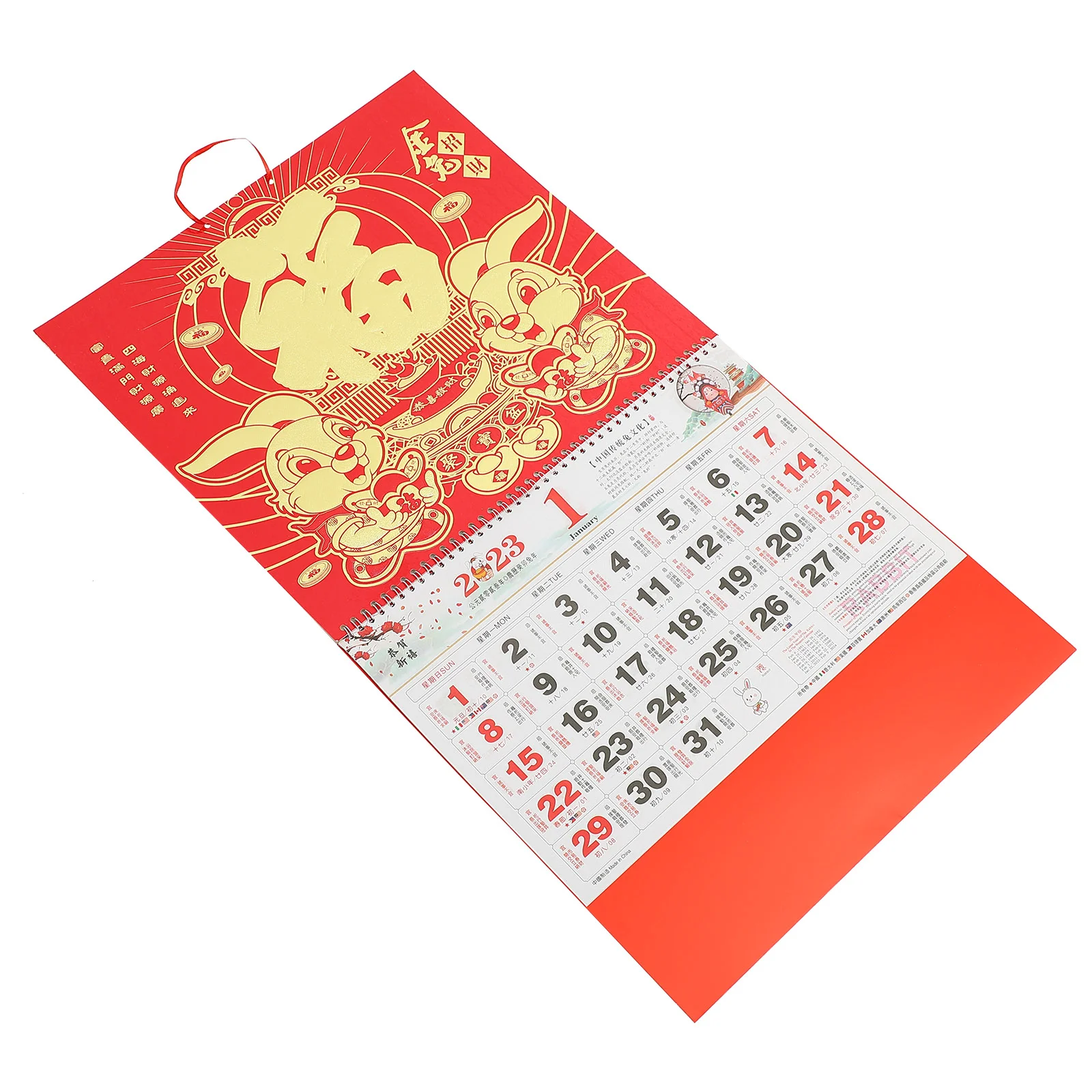 

Calendar Chinese Wall Year Rabbit New Hanging Lunar Monthlythe Daily Zodiac Home Planner Traditional 2023 Office Decorative