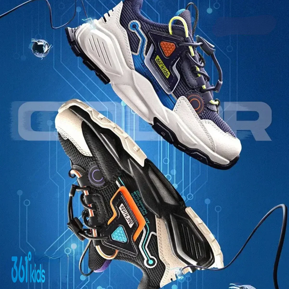 

361 Degrees Kids Sports Running Shoes Children's Series Winter New Boys’ Shoes Mesh Surface Drawstring Non Slip Running Shoes