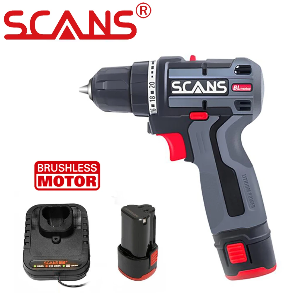 12V Brushless Drill Cordless Screwdriver 36Nm Electric Drill Screwdriver Li-ion Battery Mini Drill Power Tools by SCANS S120